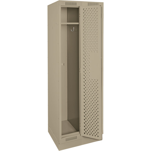 Clean Line Lockers, Bank of 2, 24" x 15" x 76", Steel, Beige, Rivet (Assembled), Perforated Ottawa Fastener Supply