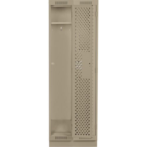 Clean Line Lockers, Bank of 2, 24" x 15" x 76", Steel, Beige, Rivet (Assembled), Perforated Ottawa Fastener Supply