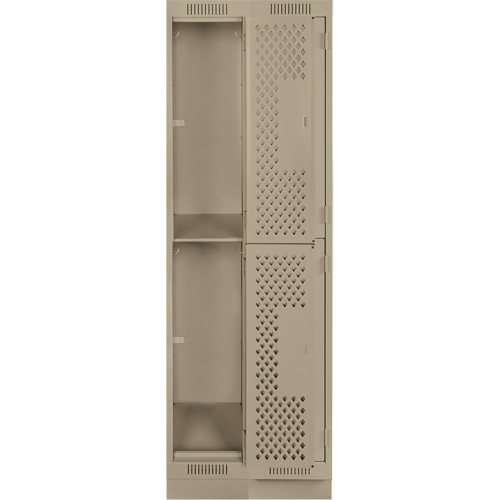 Clean Line Lockers, 2 -tier, Bank of 2, 24" x 18" x 76", Steel, Beige, Rivet (Assembled), Perforated Ottawa Fastener Supply