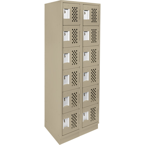 Assembled Lockerettes Clean Line Perforated Economy Lockers, 6 -tier, Bank of 2, 18" x 72" x 12", Steel Ottawa Fastener Supply
