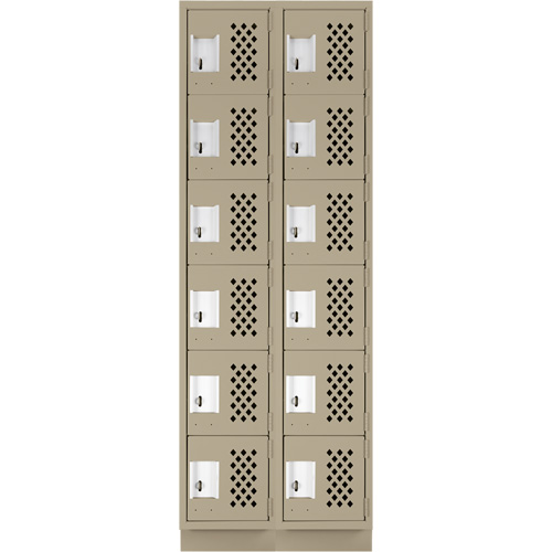 Assembled Lockerettes Clean Line Perforated Economy Lockers, 6 -tier, Bank of 2, 18" x 72" x 12", Steel Ottawa Fastener Supply