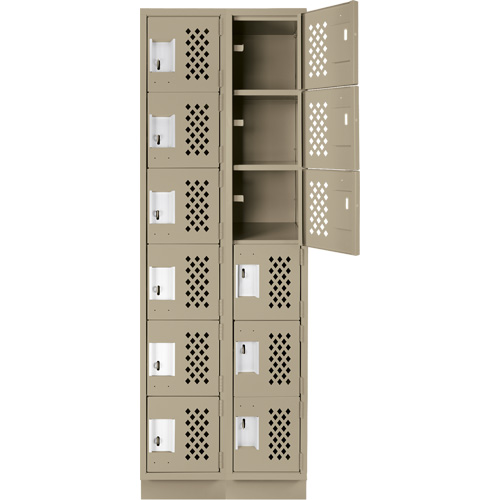 Assembled Lockerettes Clean Line Perforated Economy Lockers, 6 -tier, Bank of 2, 18" x 72" x 12", Steel Ottawa Fastener Supply