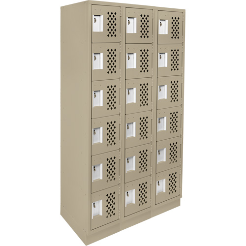 Assembled Lockerettes Clean Line Perforated Economy Lockers, 6 -tier, Bank of 3, 18" x 72" x 12", Steel Ottawa Fastener Supply