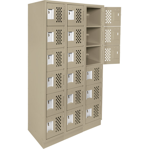 Assembled Lockerettes Clean Line Perforated Economy Lockers, 6 -tier, Bank of 3, 18" x 72" x 12", Steel Ottawa Fastener Supply