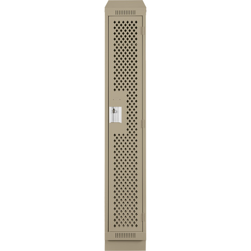 Clean Line Lockers, 12" x 12" x 82", Steel, Beige, Rivet (Assembled), Perforated Ottawa Fastener Supply