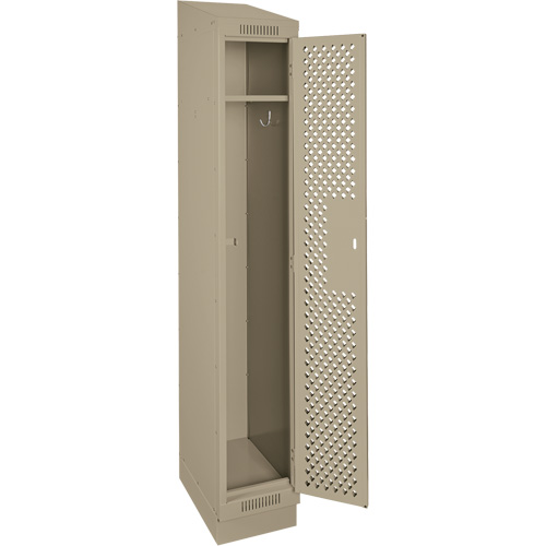 Clean Line Lockers, 12" x 12" x 82", Steel, Beige, Rivet (Assembled), Perforated Ottawa Fastener Supply