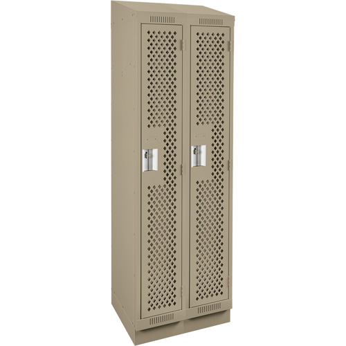 Clean Line Lockers, Bank of 2, 24" x 12" x 82", Steel, Beige, Rivet (Assembled), Perforated Ottawa Fastener Supply