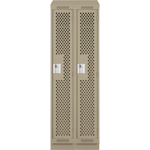 Clean Line Lockers, Bank of 2, 24" x 12" x 82", Steel, Beige, Rivet (Assembled), Perforated Ottawa Fastener Supply