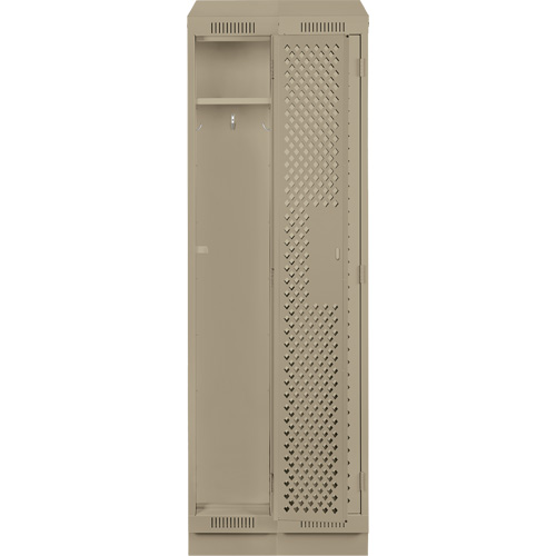 Clean Line Lockers, Bank of 2, 24" x 12" x 82", Steel, Beige, Rivet (Assembled), Perforated Ottawa Fastener Supply