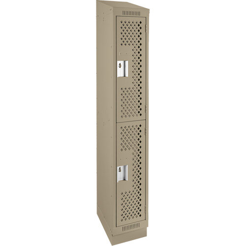 Clean Line Lockers, 2 -tier, 12" x 15" x 82", Steel, Beige, Rivet (Assembled), Perforated Ottawa Fastener Supply