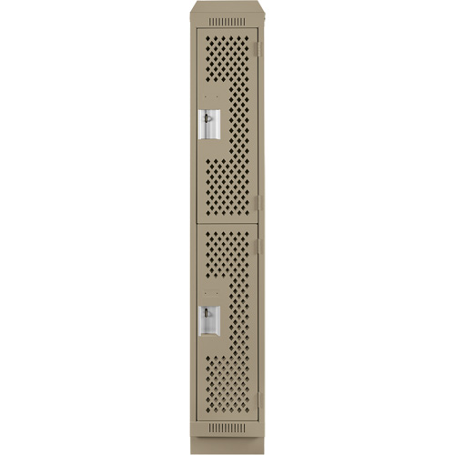 Clean Line Lockers, 2 -tier, 12" x 15" x 82", Steel, Beige, Rivet (Assembled), Perforated Ottawa Fastener Supply