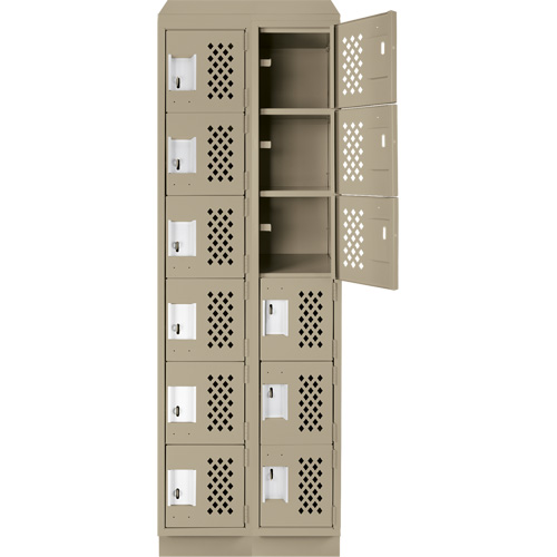 Clean-Line Perforated Lockerette, 6 -tier, Bank of 2, 12" x 72" x 12", Steel Ottawa Fastener Supply