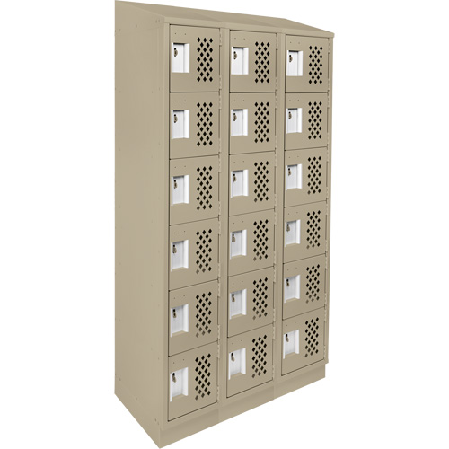 Clean-Line Perforated Lockerette, 6 -tier, Bank of 3, 12" x 72" x 12", Steel Ottawa Fastener Supply
