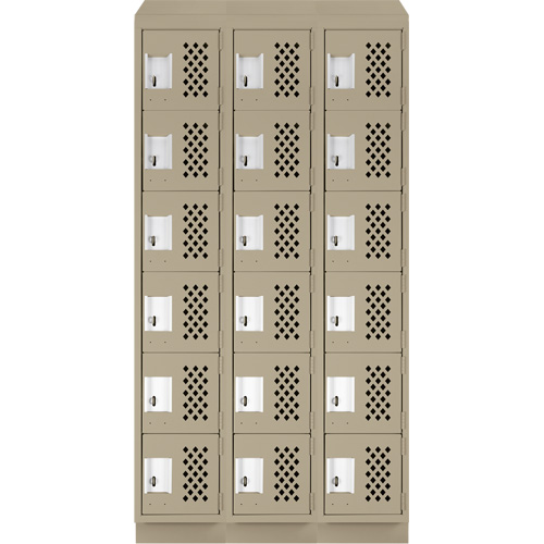 Clean-Line Perforated Lockerette, 6 -tier, Bank of 3, 12" x 72" x 12", Steel Ottawa Fastener Supply