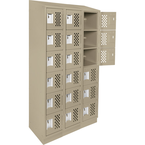 Clean-Line Perforated Lockerette, 6 -tier, Bank of 3, 12" x 72" x 12", Steel Ottawa Fastener Supply