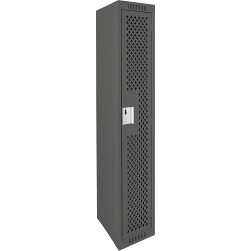 Clean Line Lockers, 12" x 15" x 72", Steel, Charcoal, Rivet (Assembled), Perforated Ottawa Fastener Supply