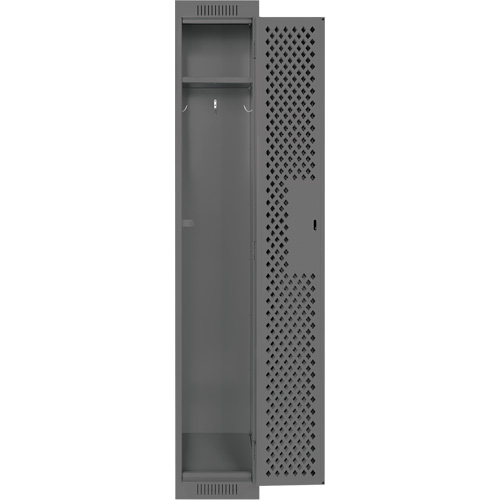 Clean Line Lockers, 12" x 15" x 72", Steel, Charcoal, Rivet (Assembled), Perforated Ottawa Fastener Supply
