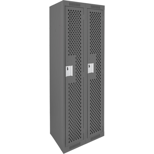 Clean Line Lockers, Bank of 2, 24" x 15" x 72", Steel, Charcoal, Rivet (Assembled), Perforated Ottawa Fastener Supply