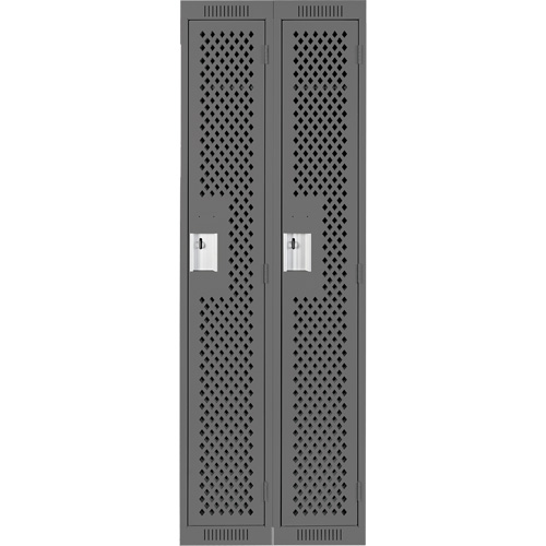 Clean Line Lockers, Bank of 2, 24" x 15" x 72", Steel, Charcoal, Rivet (Assembled), Perforated Ottawa Fastener Supply