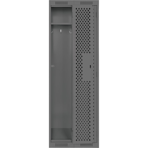 Clean Line Lockers, Bank of 2, 24" x 15" x 72", Steel, Charcoal, Rivet (Assembled), Perforated Ottawa Fastener Supply
