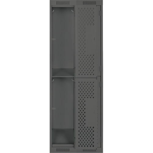 Clean Line Lockers, 2 -tier, Bank of 2, 24" x 12" x 72", Steel, Charcoal, Rivet (Assembled), Perforated Ottawa Fastener Supply