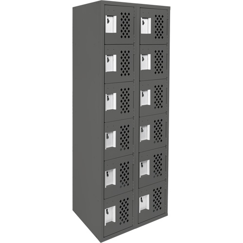 Clean-Line Perforated Lockerette, 6 -tier, Bank of 2, 15" x 72" x 12", Steel Ottawa Fastener Supply