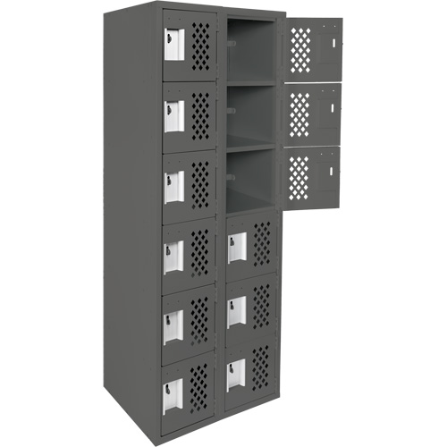 Clean-Line Perforated Lockerette, 6 -tier, Bank of 2, 15" x 72" x 12", Steel Ottawa Fastener Supply