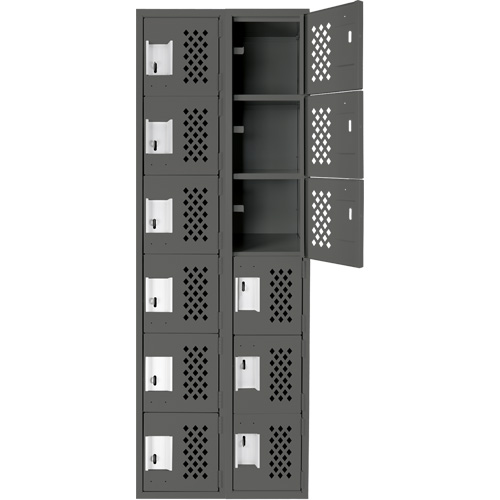 Clean-Line Perforated Lockerette, 6 -tier, Bank of 2, 15" x 72" x 12", Steel Ottawa Fastener Supply