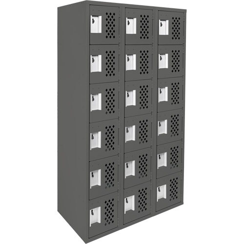 Assembled Lockerettes Clean Line Perforated Economy Lockers, 6 -tier, Bank of 3, 18" x 72" x 12", Steel Ottawa Fastener Supply
