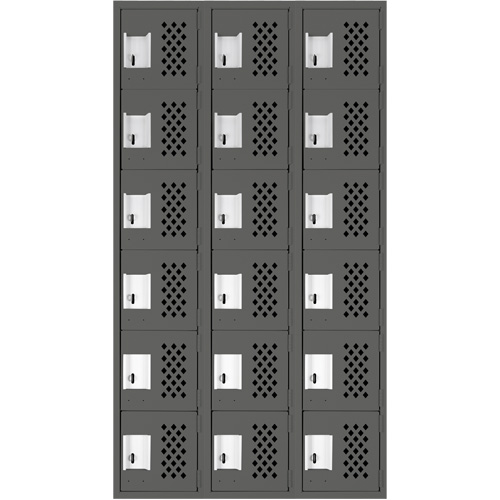 Assembled Lockerettes Clean Line Perforated Economy Lockers, 6 -tier, Bank of 3, 18" x 72" x 12", Steel Ottawa Fastener Supply
