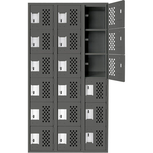 Assembled Lockerettes Clean Line Perforated Economy Lockers, 6 -tier, Bank of 3, 18" x 72" x 12", Steel Ottawa Fastener Supply