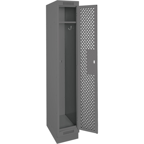 Clean Line Lockers, 12" x 12" x 76", Steel, Charcoal, Rivet (Assembled), Perforated Ottawa Fastener Supply