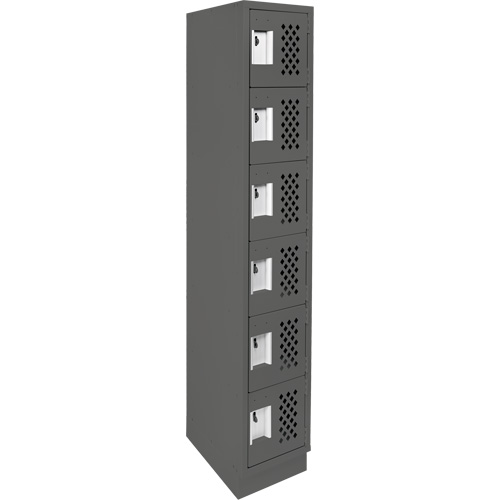 Assembled Lockerettes Clean Line Perforated Economy Lockers, 6 -tier, 18" x 72" x 12", Steel Ottawa Fastener Supply