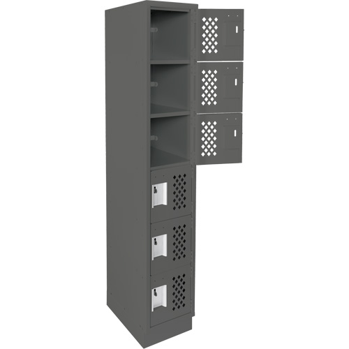 Assembled Lockerettes Clean Line Perforated Economy Lockers, 6 -tier, 18" x 72" x 12", Steel Ottawa Fastener Supply