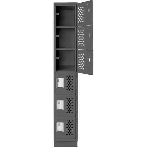 Assembled Lockerettes Clean Line Perforated Economy Lockers, 6 -tier, 18" x 72" x 12", Steel Ottawa Fastener Supply