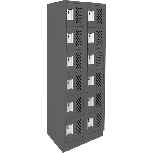 Assembled Lockerettes Clean Line Perforated Economy Lockers, 6 -tier, Bank of 2, 18" x 72" x 12", Steel Ottawa Fastener Supply