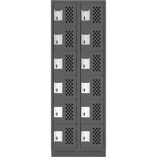 Assembled Lockerettes Clean Line Perforated Economy Lockers, 6 -tier, Bank of 2, 18" x 72" x 12", Steel Ottawa Fastener Supply