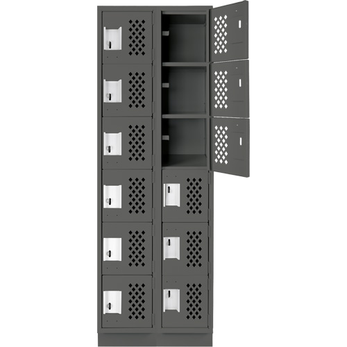 Assembled Lockerettes Clean Line Perforated Economy Lockers, 6 -tier, Bank of 2, 18" x 72" x 12", Steel Ottawa Fastener Supply