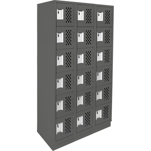 Assembled Lockerettes Clean Line Perforated Economy Lockers, 6 -tier, Bank of 3, 18" x 72" x 12", Steel Ottawa Fastener Supply
