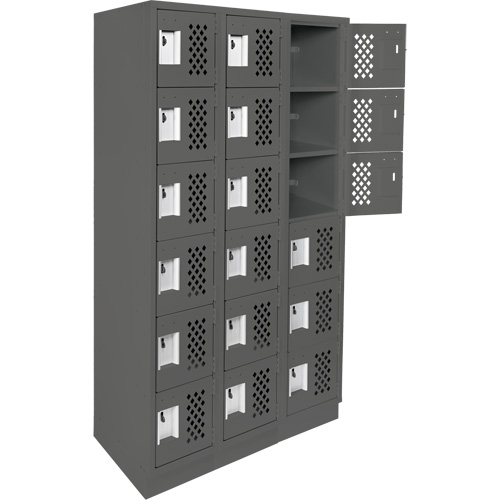 Assembled Lockerettes Clean Line Perforated Economy Lockers, 6 -tier, Bank of 3, 18" x 72" x 12", Steel Ottawa Fastener Supply
