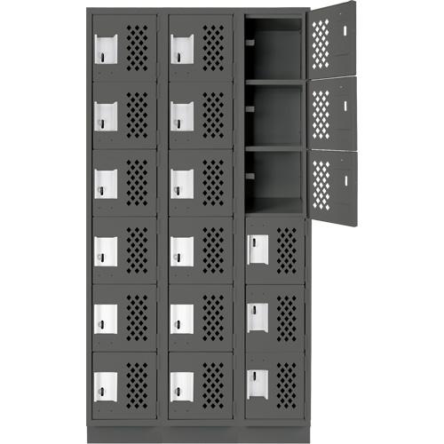 Assembled Lockerettes Clean Line Perforated Economy Lockers, 6 -tier, Bank of 3, 18" x 72" x 12", Steel Ottawa Fastener Supply