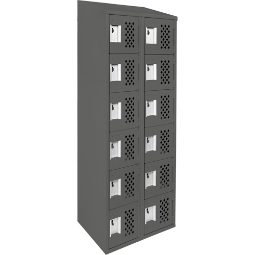 Clean-Line Perforated Lockerette, 6 -tier, Bank of 2, 12" x 72" x 12", Steel Ottawa Fastener Supply