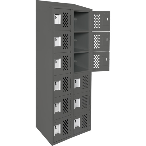 Clean-Line Perforated Lockerette, 6 -tier, Bank of 2, 12" x 72" x 12", Steel Ottawa Fastener Supply