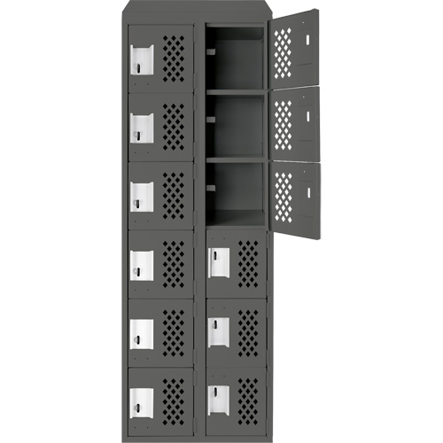 Clean-Line Perforated Lockerette, 6 -tier, Bank of 2, 12" x 72" x 12", Steel Ottawa Fastener Supply
