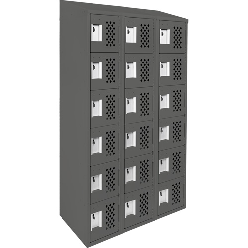 Clean-Line Perforated Lockerette, 6 -tier, Bank of 3, 12" x 72" x 12", Steel Ottawa Fastener Supply