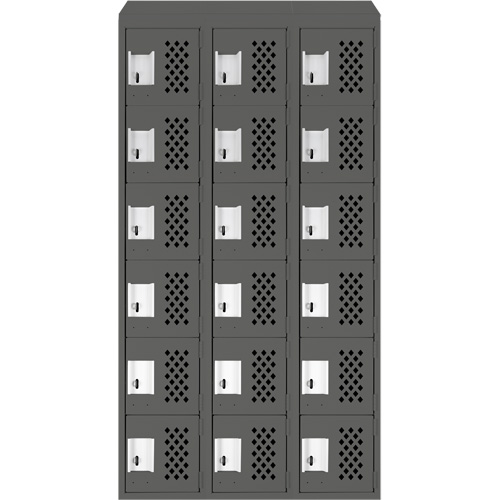 Clean-Line Perforated Lockerette, 6 -tier, Bank of 3, 12" x 72" x 12", Steel Ottawa Fastener Supply