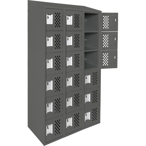 Clean-Line Perforated Lockerette, 6 -tier, Bank of 3, 12" x 72" x 12", Steel Ottawa Fastener Supply