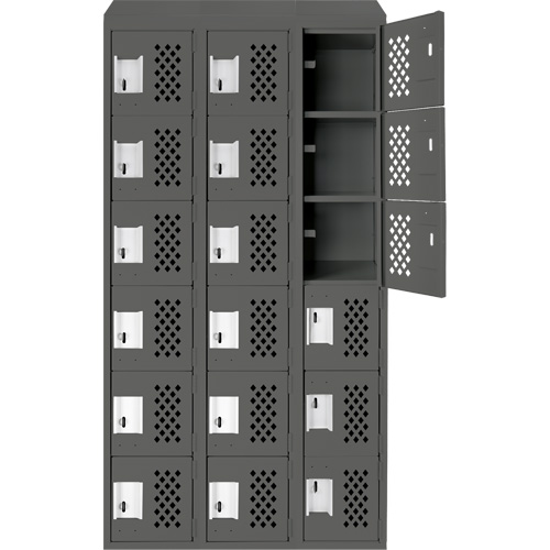 Clean-Line Perforated Lockerette, 6 -tier, Bank of 3, 12" x 72" x 12", Steel Ottawa Fastener Supply