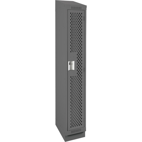 Clean Line Lockers, 12" x 12" x 82", Steel, Charcoal, Rivet (Assembled), Perforated Ottawa Fastener Supply