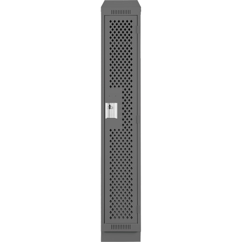 Clean Line Lockers, 12" x 12" x 82", Steel, Charcoal, Rivet (Assembled), Perforated Ottawa Fastener Supply